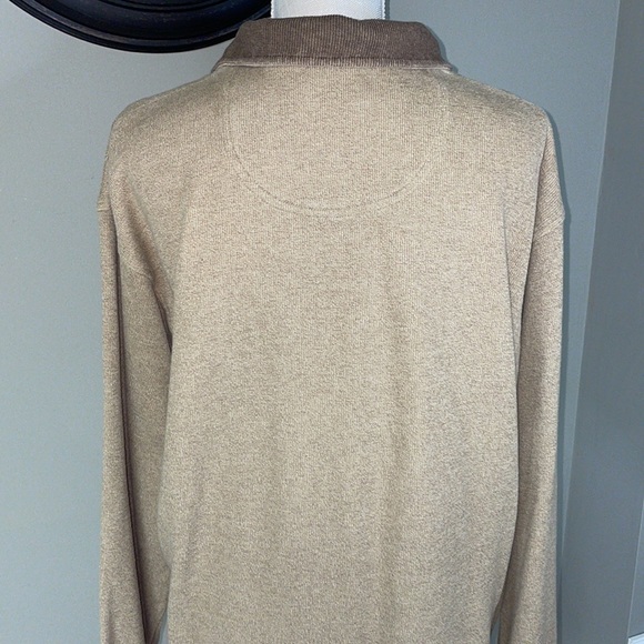 Mens tan or camel color large long sleeve 1/4 zip pullover. - Picture 7 of 11